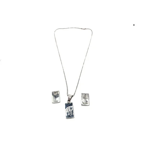 Authentic Patricia Becenti Navajo Inlay Necklace & Earring Set Mosaic Jewelry**